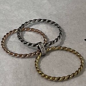 🟣STERLING FOREVER TRI-COLOR GOLD, SILVER, ROSE GOLD STERLING SILVER TWIST RING